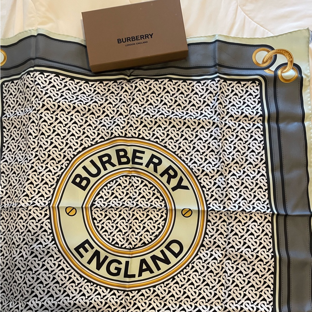 Burberry mint and Black Logo Scarf